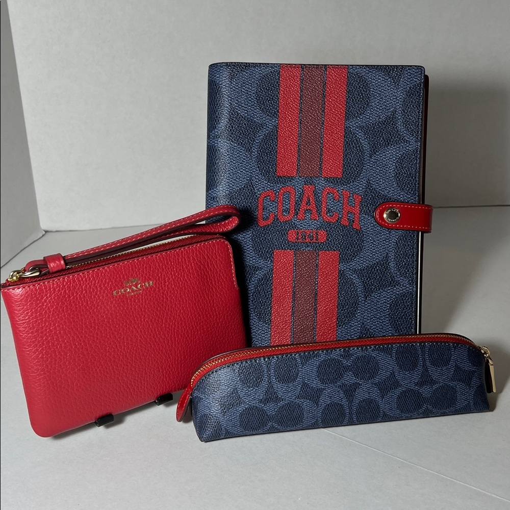 Coach Navy and Red Accessory Trio